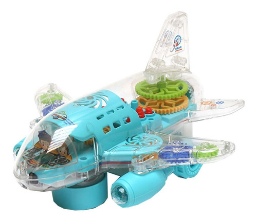 Avion De Juguete Con Engranes Luces Y Sonido Para Niños Color Verde / Transparente