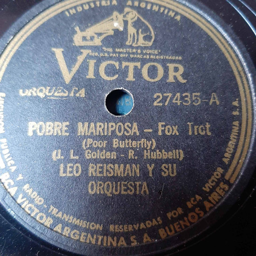 Pasta Leo Reisman Y Su Orquesta Victor C185