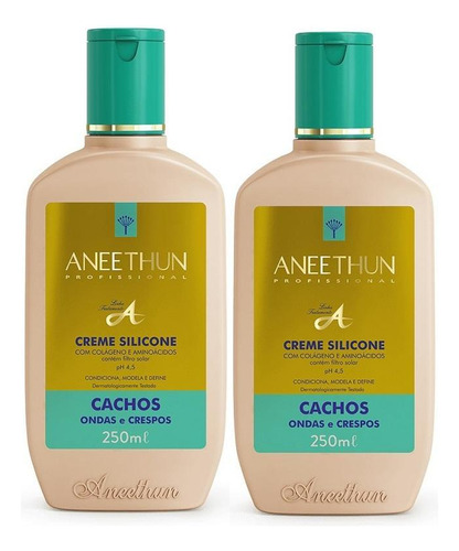 2 Aneethun Creme Silicone Cachos Ondas E Crespos 250ml