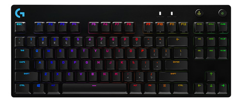 Teclado gamer Logitech G Pro Series G Pro QWERTY Romer-G Tactile inglês US cor preto com luz RGB