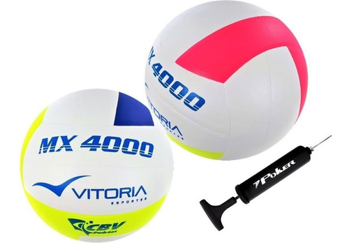 Kit 2 Bolas Volei Oficial Vitoria Mx4000 + Bomba Oferta