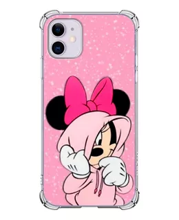 Capa Capinha Anti Shock Minnie Moletom Rosa