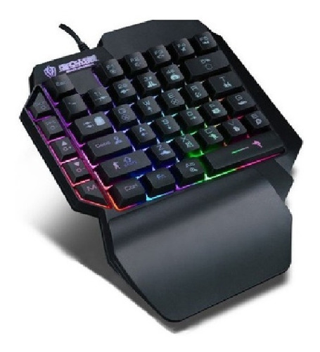 Teclado Gamer Una Mano Semi Mecánico Retroiluminado Juegos Color del teclado Negro