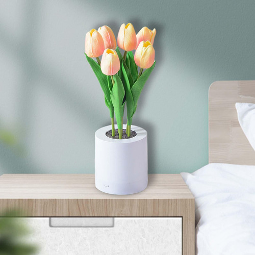 Night Light Flor Artificial Con Puerto Usb Centros De Mesa