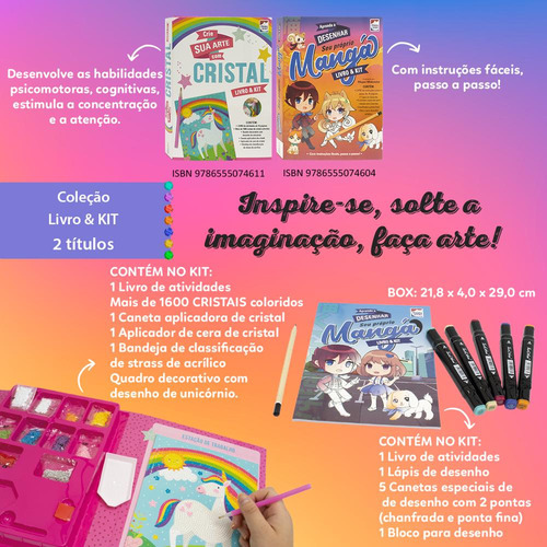 Libro y kit: Aprende a dibujar manga, de Lake Press. Editora Happy Books, tapa blanda en portugués