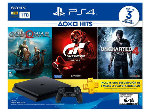 Consola Playstation Ps4 1tb Hits + Paquete De 3 Juegos