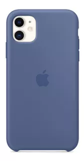 Funda silicone cover con carga inalámbrica Apple Silicone case linen blue con diseño liso para Apple iPhone 11 por 1 unidad