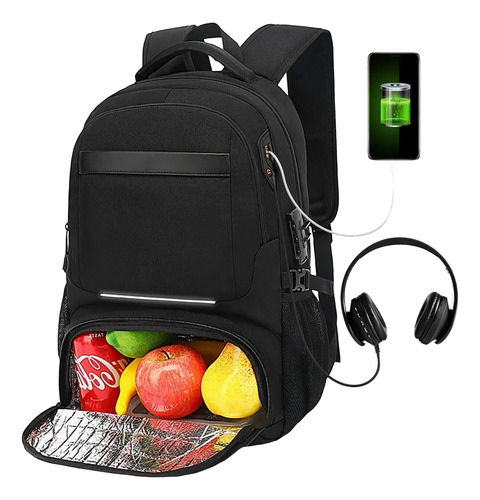 Mochila Antirrobo Impermeable 15.6 Pulgadas Portátil Almuerzo Y Equipo Usb Integrado