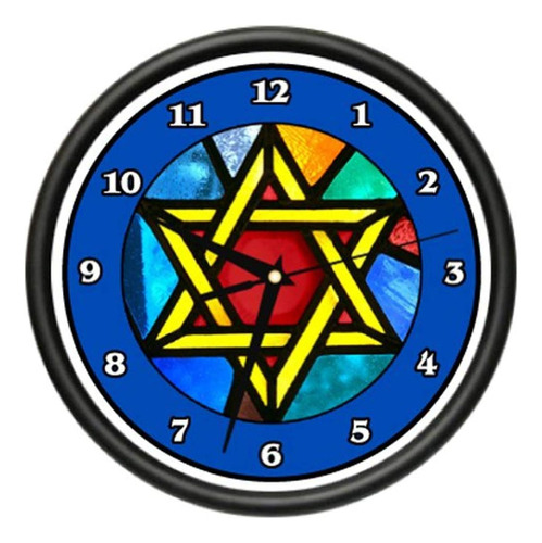 Star Of David - Reloj De Pared Con Símbolo Judío Judío Relig