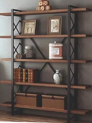Estante De Madera Maciza Y Metal