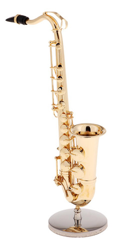 Mini Modelo De Saxofón Con Estuche Para Casa De Muñecas,