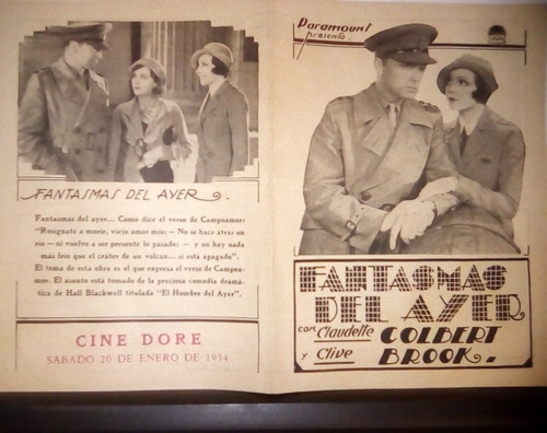 Programa De Cine  Fantasmas Del Ayer  Original De 1934
