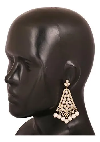 Pendientes Largos De Joyería De Estilo Candelabro Con Perlas