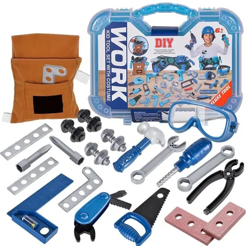 Kit de herramientas de imitación para niños, 38/41 Uds., juego de herramientas de reparación, juguet de construcción de plástico con dtornillador para niños pequeños y niñas