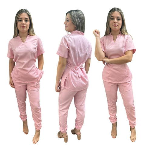 Pijama Cirurgico Hospitalar Rosa Jogger Gabardine Premiun
