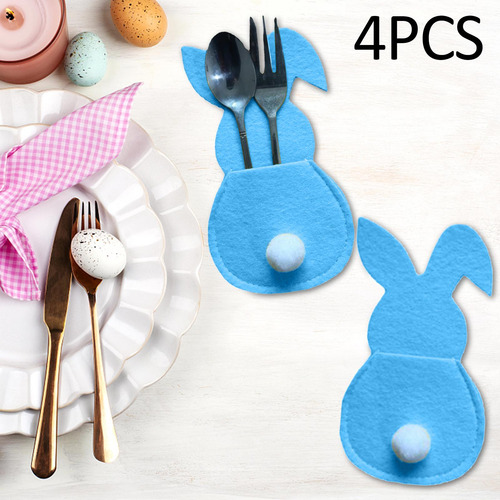 4 Piezas Porta Cubiertos De Pascua Organizador De Azul