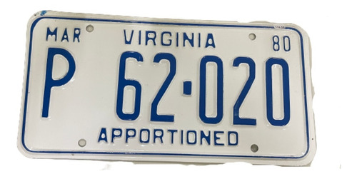 Virginia Original Placa Metálica Carro Eua Usa Americana