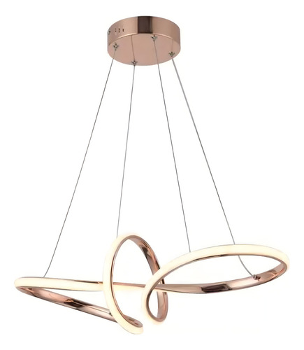 Lustre Pendente Luminária Moderno Infinito Muda Cor Dourado 110v/220v