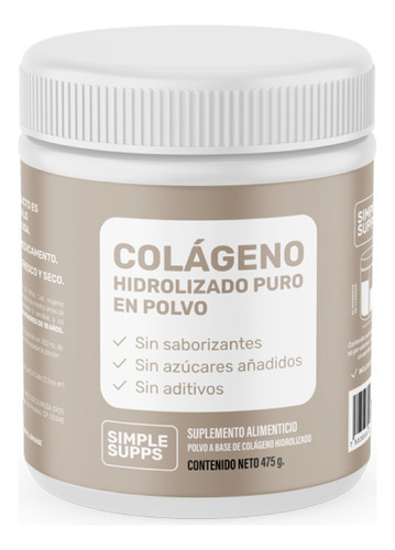 Imagen 8 de 8 de Colágeno Hidrolizado Polvo Simplesupps 475gr 47.7 Porciones Sabor Neutro