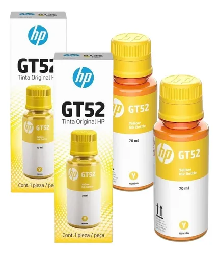 Combo De 2 Botellas De Tintas Hp Gt52 Amarilla