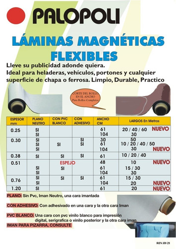Rollo Iman Con Adhesivo 0.61x30m Palopoli Esp 0.51mm Vehic