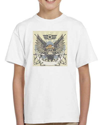 Remera De Niño Skull Army Wings Guns