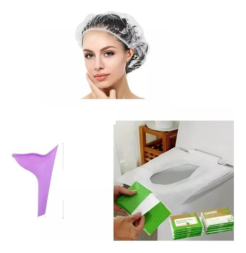 Kit Urinario Portatil Dama Protector Cabeza Cepillo Poceta