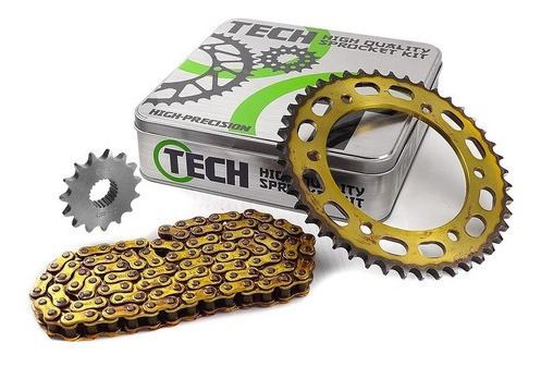 Kit Transmision Tech Yamaha Ybr 250 44-15 428 Reforzada Full