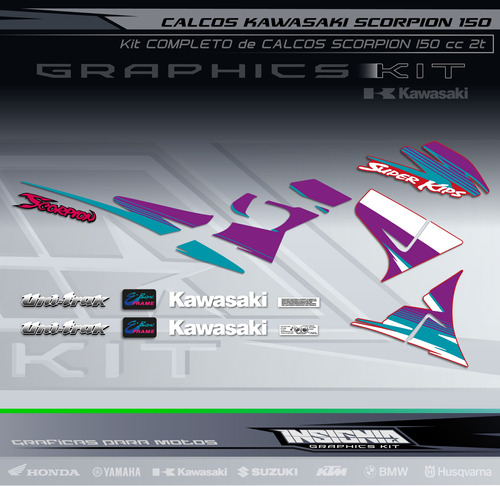 Calcos Kawasaki Scorpion 150 - Laminadas - Insignia Calcos