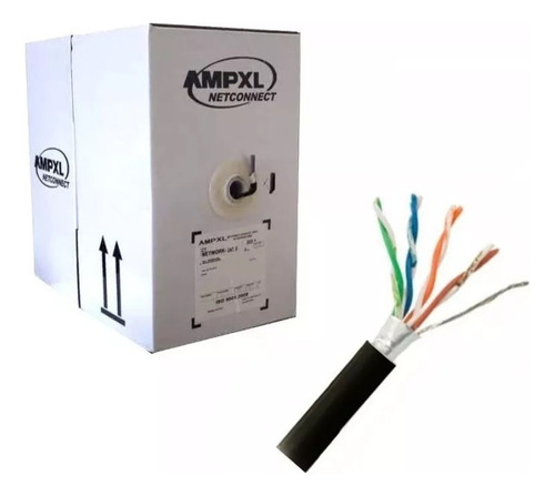 Rollo De Cable Ftp Ampxl Cat6 305m Exterior Blindado Negro