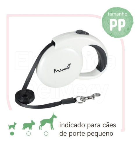 Imagem 3 de 6 de Guia Retrátil Mimo Emborrachada Fita 2,5m Até 8kgs (pp)