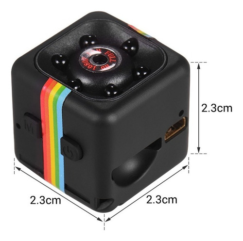 Mini Cubo Cámara 1080p Hd Ir Visión Nocturna 120 Gran Angula