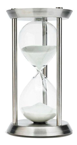 Ampulheta Decorativa Grande Marca Uma Hora Cor Prata 32 Cm