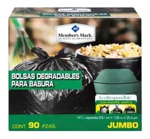 Comprar Bolsas De Basura Jumbo Member´s Mark (90 Bolsas) 147 Litros