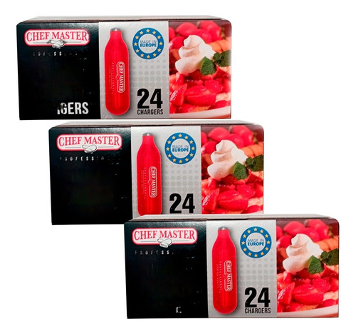 Carga De Nitrógeno Chef Master Pack De 3 Cajas X 72 Capsulas