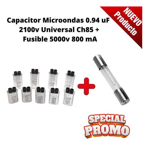 Capacitor Microondas 0.94 Uf 2100v Con Fusible 5000v 800ma