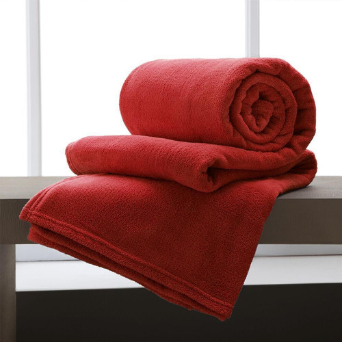 Cobertor / Manta De Microfibra Queen 210 G/m² Vermelho