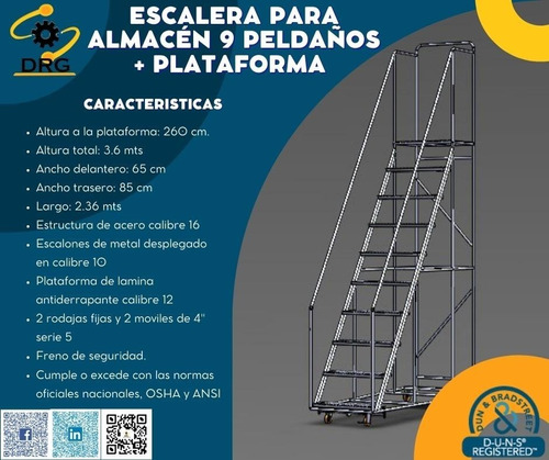 Escalera Para Almacen De 9 Peldaños Mas Plataforma