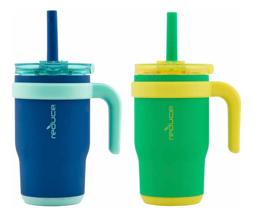 Set Vasos Reduce Para Niños 2 Piezas 414 Ml Color Azul - Verde