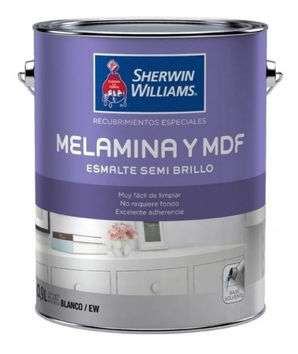 Pintura Para Melamina Y Mdf X 3,6 Litros Sherwin Williams Color Blanco