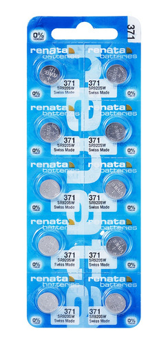 Imagem 1 de 4 de 10 Pilha Bateria 371 1.55v Renata Sr920s 01 Cart C/ 10 Unid