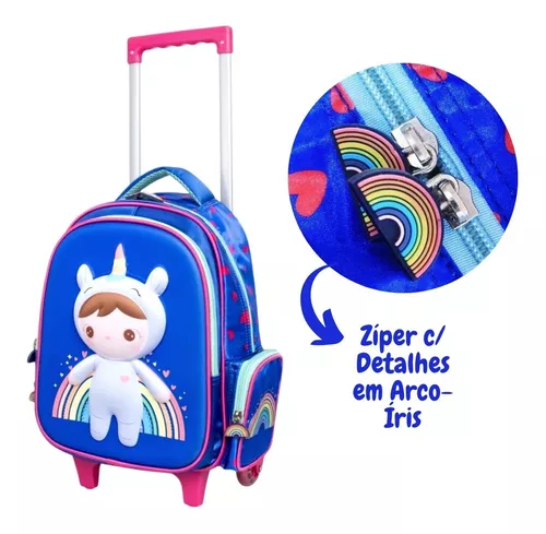 Kit Escolar Premium com Mochila Infantil de Rodinhas com Lancheira