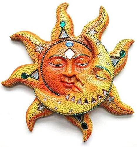 Placa Decorativa De Poliresina Para Pared Sol Y Luna
