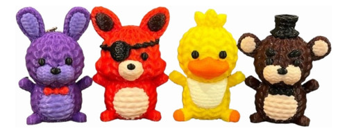 Set 4 Llaveros Fnaf Estilo Crochet Impreso En 3d