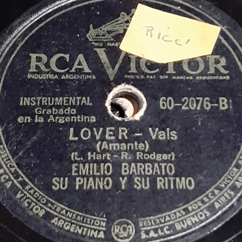 Pasta Emilio Barbato Piano Ritmo Rca Victor C219
