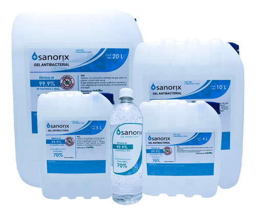 Gel Antibacterial Sanorix 70% 10l Bidón Sin Fragancia Fragancia Neutra