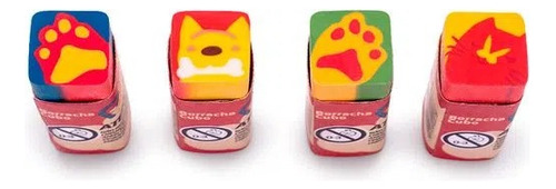 Kit 04 Borrachas Cubo Decorada Pets Animais Leo&leo Cor Coloridas