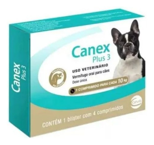 Canex Plus 3 Vermífugo Cães Caixa C/4 Comprimidos