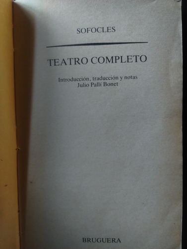Teatro Completo De Sofocles - Bruguera (Usado)