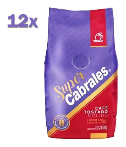 12x Cafe Molido Super Cabrales 500gr 6kg Tostado